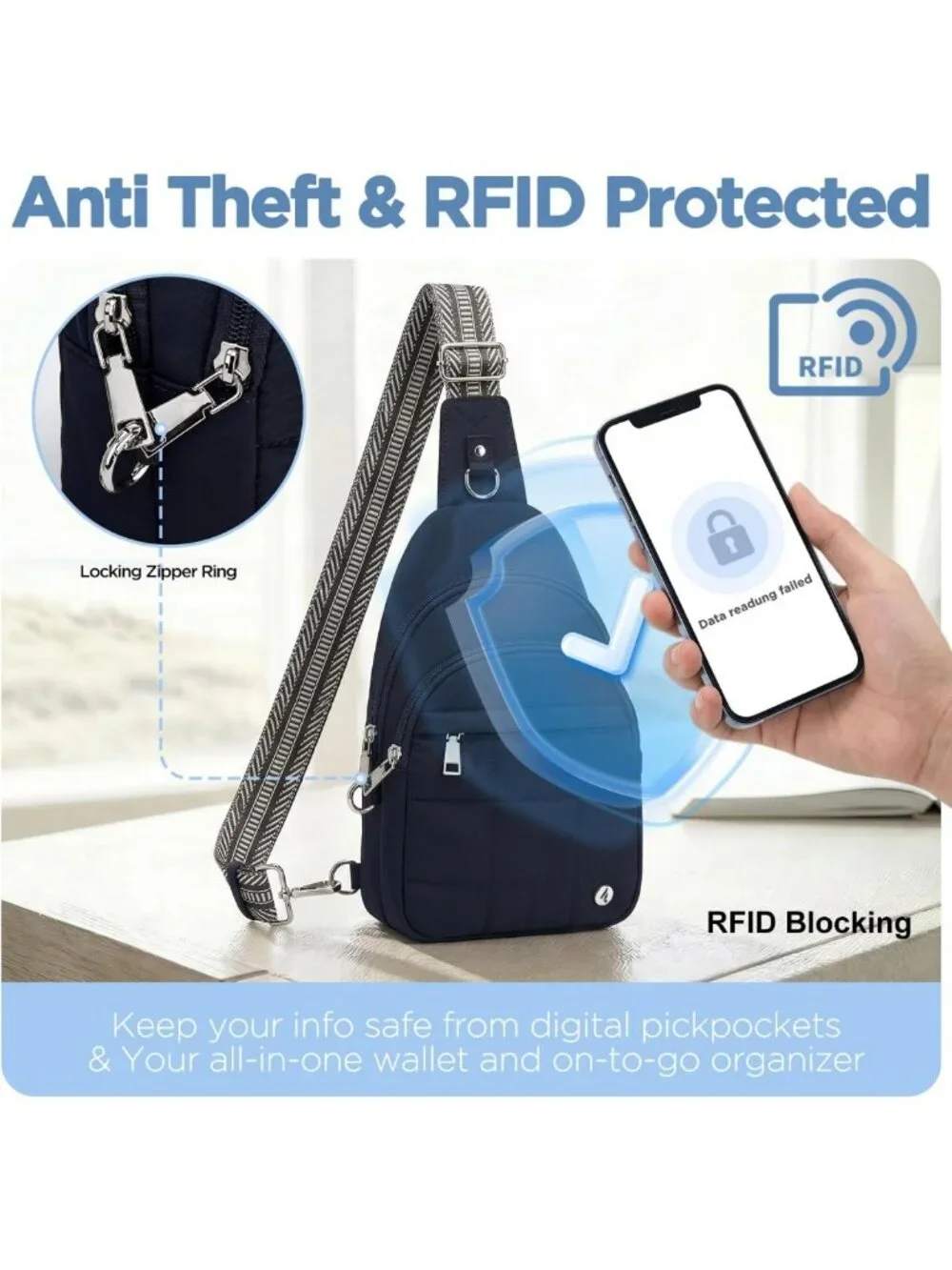 Stylish Anti-Theft Sling Bag for Women | Lightweight RFID Crossbody Purse